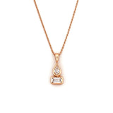 14K Gold Stacked Pear and Emerald Diamond Bezel Pendant Necklace
