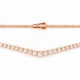 14K Gold Lab Grown 16.50 Carat Round Graduating Diamond Tennis Necklace