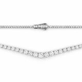 14K Gold Lab Grown 16.50 Carat Round Graduating Diamond Tennis Necklace