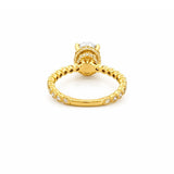 14K Gold 2.00 Carat Oval Moissanite Art Deco Engagement Ring w/ Double Under Halo