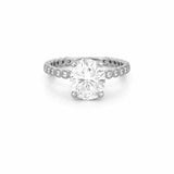 14K Gold 2.00 Carat Oval Moissanite Art Deco Engagement Ring w/ Double Under Halo