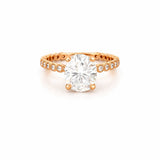 14K Gold 2.00 Carat Oval Moissanite Art Deco Engagement Ring w/ Double Under Halo