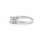 14K Gold 1.10 Carat Natural 3 Stone Princess Cut Diamond Engagement Ring