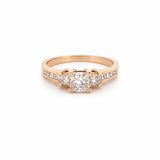 14K Gold 1.10 Carat Natural 3 Stone Princess Cut Diamond Engagement Ring