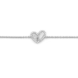 14K Gold Fluted Heart Diamond Charm Bracelet