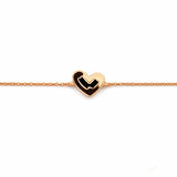 14K Gold Fluted Heart Diamond Charm Bracelet