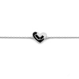 14K Gold Fluted Heart Diamond Charm Bracelet