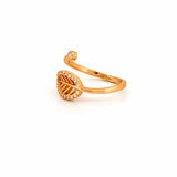 14K Gold Diamond Open Leaf Ring