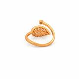 14K Gold Diamond Open Leaf Ring