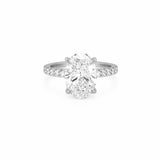 14K Gold 3.00 Carat Lab Grown Oval Diamond Prong Set Under Halo Engagement Ring
