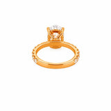14K Gold 3.00 Carat Lab Grown Oval Diamond Prong Set Under Halo Engagement Ring