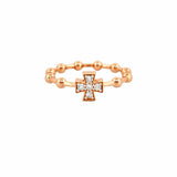 14K Gold Diamond Formée Cross Bead Station Band