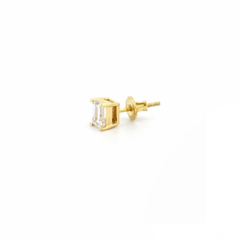 14K Gold 1.50 Carat Lab Grown Emerald Diamond Stud Earrings