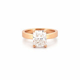 14K Gold Lab Grown 3.00 Carat Elongated Cushion Diamond Under Halo and 3MM Solitaire Engagement Ring