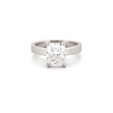 14K Gold Lab Grown 3.00 Carat Elongated Cushion Diamond Under Halo and 3MM Solitaire Engagement Ring
