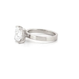 14K Gold Lab Grown 3.00 Carat Elongated Cushion Diamond Under Halo and 3MM Solitaire Engagement Ring