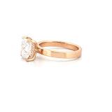14K Gold Lab Grown 3.00 Carat Elongated Cushion Diamond Under Halo and 3MM Solitaire Engagement Ring