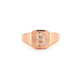 14K Gold Diamond Bitcoin Signet Band