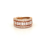 14K Gold Fully Adjustable Baguette and Round Diamond Flexible Band