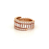 14K Gold Fully Adjustable Baguette and Round Diamond Flexible Band