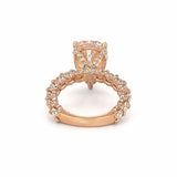 14K Gold 5.00 Carat Lab Grown Pear Pink Diamond U Prong and Under Halo Engagement Ring