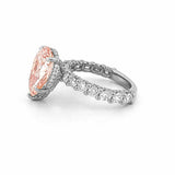 14K Gold 5.00 Carat Lab Grown Pear Pink Diamond U Prong and Under Halo Engagement Ring