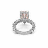 14K Gold 5.00 Carat Lab Grown Pear Pink Diamond U Prong and Under Halo Engagement Ring