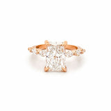 14K Gold 2.00 Carat Lab Grown Radiant Diamond Marquise and Under Halo Engagement Ring