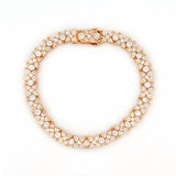14K Gold Lab Grown Pear and Round Flower Diamond Tennis Bracelet