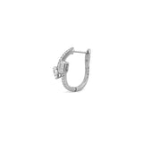 14K Gold Emerald and Pear Diamond Huggie Earrings