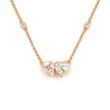 14K Gold Pear and Heart Shape Cluster Pendant Necklace
