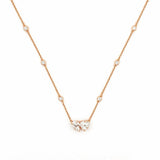 14K Gold Pear and Heart Shape Cluster Pendant Necklace