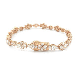 14K Gold Lab Grown Flower and Emerald Pear Link Diamond Tennis Bracelet