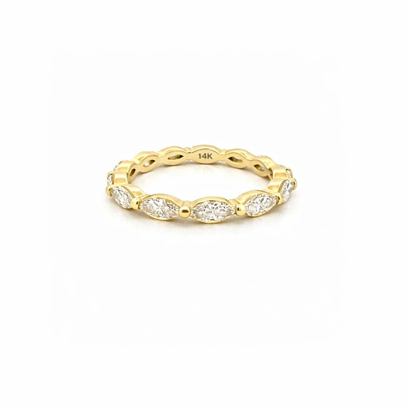 14K Gold Marquise Single Prong Natural Diamond Eternity Band