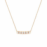 14K Gold 7-Stone Diamond Basket Set Necklace