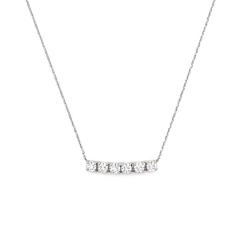 14K Gold 7-Stone Diamond Basket Set Necklace
