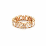 14K Gold Alternating Pear and Emerald Lab Grown Diamond Basket Eternity Band