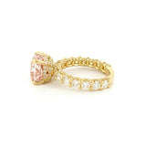 14K Gold 3.00 Carat Lab Grown Cushion Pink Diamond U Prong and Double Under Halo Engagement Ring