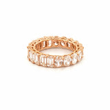 14K Gold Oval and Emerald Lab Grown Diamond Basket Eternity Band