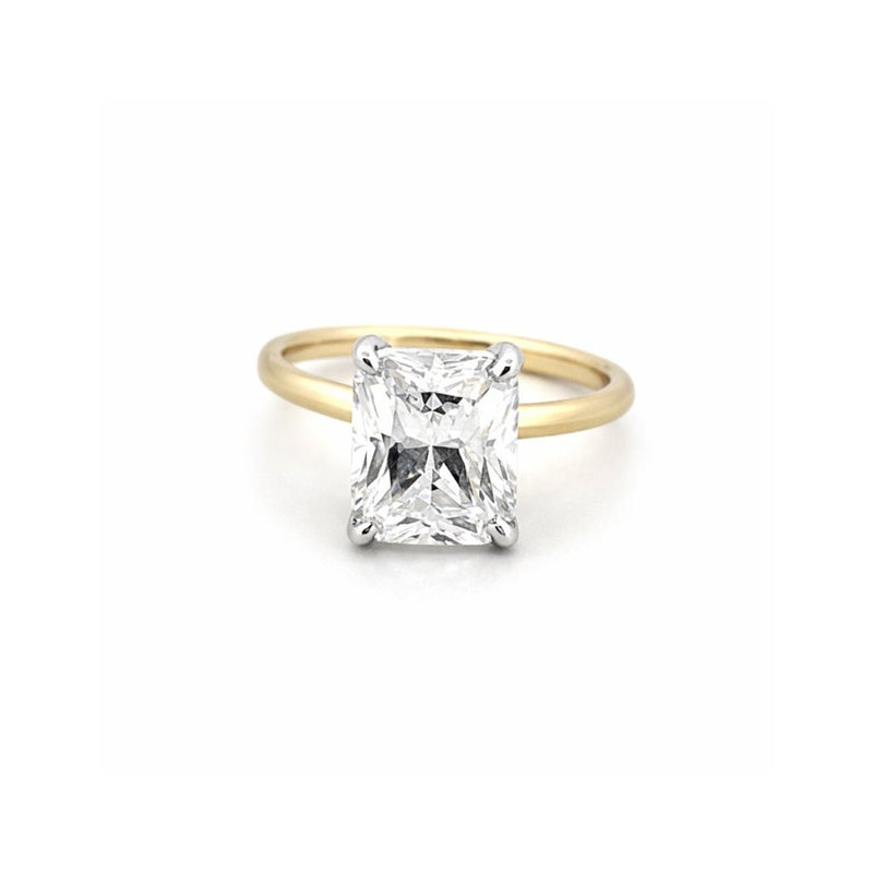 14K Two-Tone Gold 3.00 Carat Radiant Lab Grown Diamond Under Halo Solitaire Engagement Ring