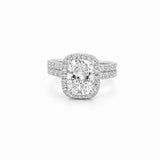 14K Gold 2.50 Carat Lab Grown Cushion Diamond Halo Prong Wedding Set