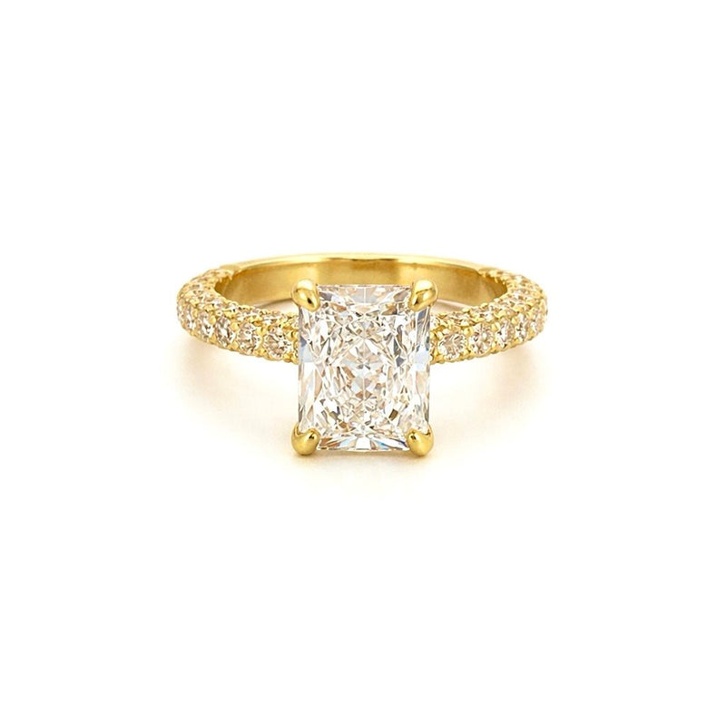 14K Gold 5.00 Carat Radiant Lab Grown Diamond Double Under Halo 3D Engagment Ring