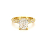 14K Gold 5.00 Carat Radiant Lab Grown Diamond Double Under Halo 3D Engagment Ring