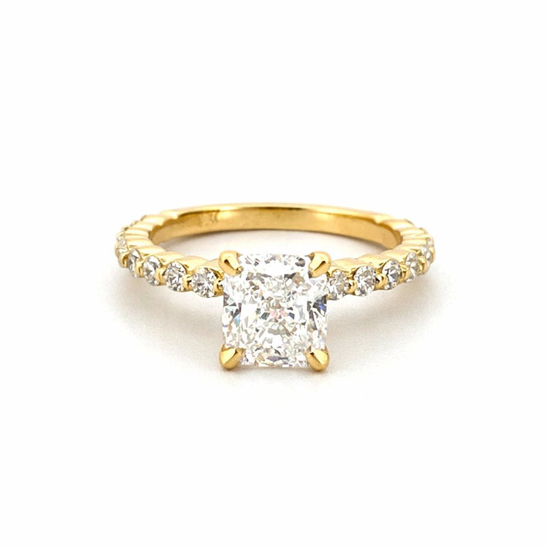 14K Gold 2.00 Carat Lab Grown Cushion Diamond Single Prong Engagement Set