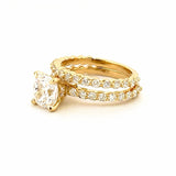14K Gold 2.00 Carat Lab Grown Cushion Diamond Single Prong Wedding Set