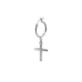 14K Gold Dangling Cross Hoop Earrings