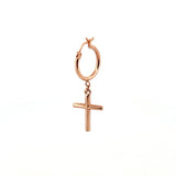 14K Gold Dangling Cross Hoop Earrings