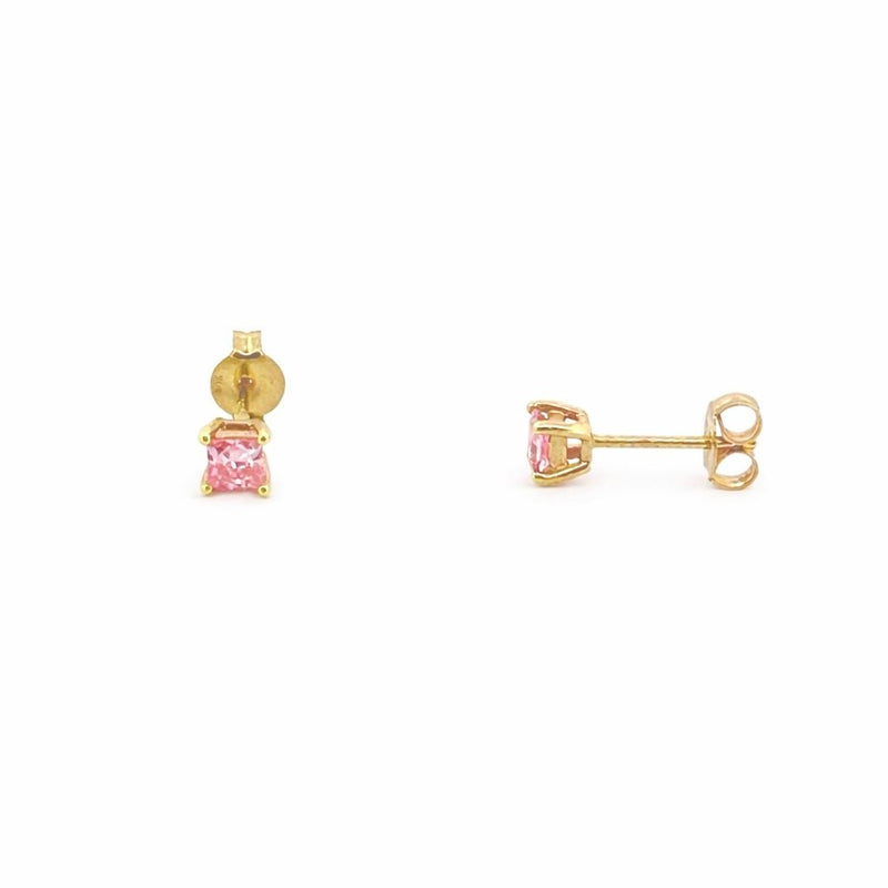 14K Gold 0.50 Carat Lab Grown Princess Pink Diamond Studs