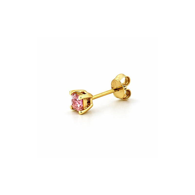 14K Gold 0.50 Carat Lab Grown Princess Pink Diamond Studs