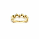 14K Gold Alternating Art Deco Round Bezel Diamond Band
